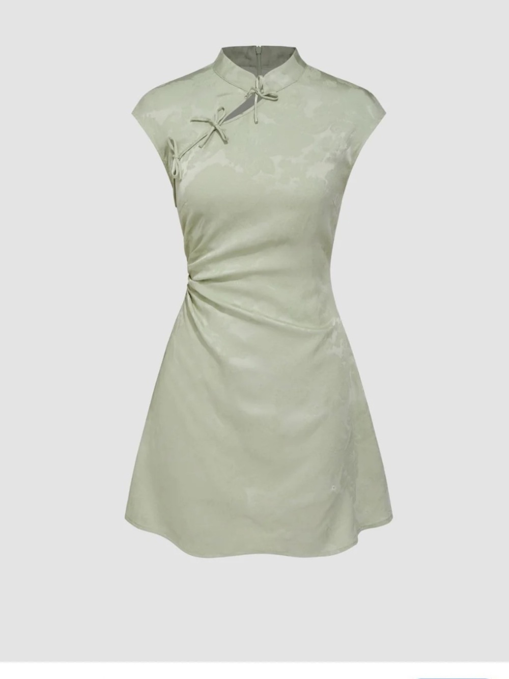 Cider Satin Mandarin Collar Floral Cheongsam-Style Mini Dress NEW